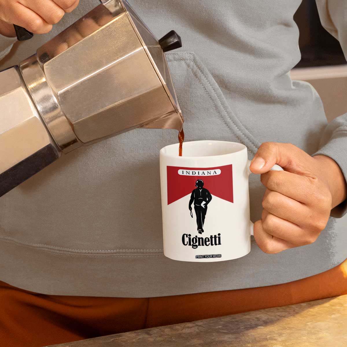 Cignetti Walking Retro Red Box Coffee Mug Indiana Game Day Sports Fan TS02 Print Your Wear