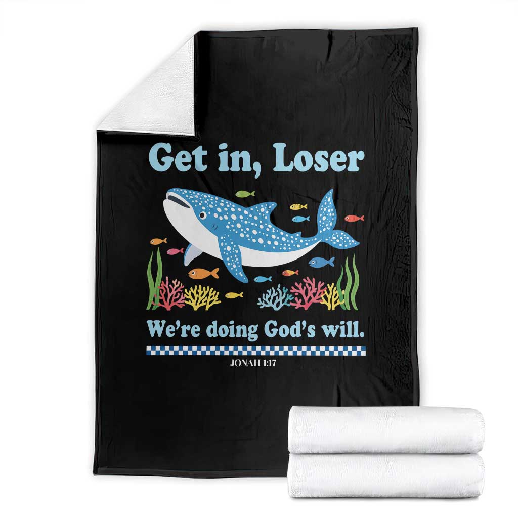 Colorful Whale Shark Christian Bible Jonah 1:17 Throw Blanket Funny Get In Loser We're Doing God's Will TS02 Black Print Your Wear
