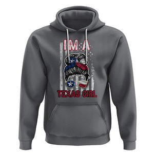 American Texan Hoodie I'm A Texas Girl Messy Bun US Flag Texas Flag TS02 Charcoal Printyourwear