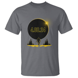 Total Solar Eclipse Bigfoot T Shirt American Totality April 8 2024 Sasquatch Silhouette TS02 Charcoal Printyourwear