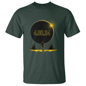 Total Solar Eclipse Bigfoot T Shirt American Totality April 8 2024 Sasquatch Silhouette TS02 Dark Forest Green Printyourwear