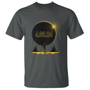 Total Solar Eclipse Bigfoot T Shirt American Totality April 8 2024 Sasquatch Silhouette TS02 Dark Heather Printyourwear