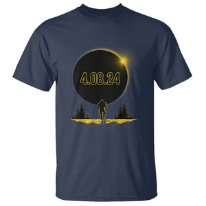 Total Solar Eclipse Bigfoot T Shirt American Totality April 8 2024 Sasquatch Silhouette TS02 Navy Printyourwear