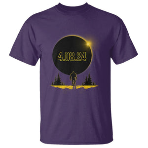 Total Solar Eclipse Bigfoot T Shirt American Totality April 8 2024 Sasquatch Silhouette TS02 Purple Printyourwear