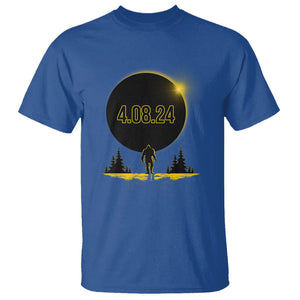 Total Solar Eclipse Bigfoot T Shirt American Totality April 8 2024 Sasquatch Silhouette TS02 Royal Blue Printyourwear