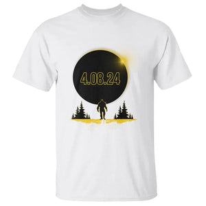 Total Solar Eclipse Bigfoot T Shirt American Totality April 8 2024 Sasquatch Silhouette TS02 White Printyourwear