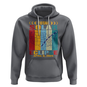 Total Solar Eclipse Hoodie Retro American Totality Tour Map April 8 2024 TS02 Charcoal Printyourwear