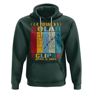 Total Solar Eclipse Hoodie Retro American Totality Tour Map April 8 2024 TS02 Dark Forest Green Printyourwear