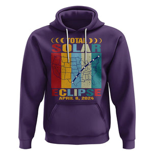 Total Solar Eclipse Hoodie Retro American Totality Tour Map April 8 2024 TS02 Purple Printyourwear