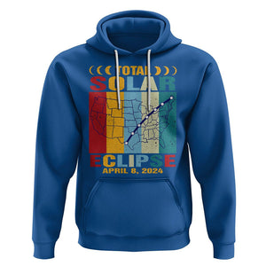 Total Solar Eclipse Hoodie Retro American Totality Tour Map April 8 2024 TS02 Royal Blue Printyourwear