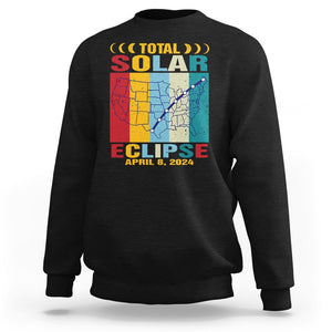 Total Solar Eclipse Sweatshirt Retro American Totality Tour Map April 8 2024 TS02 Black Printyourwear