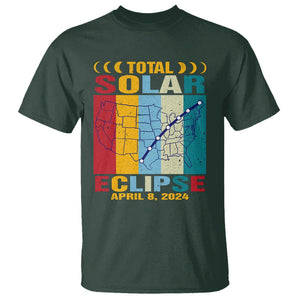 Total Solar Eclipse T Shirt Retro American Totality Tour Map April 8 2024 TS02 Dark Forest Green Printyourwear