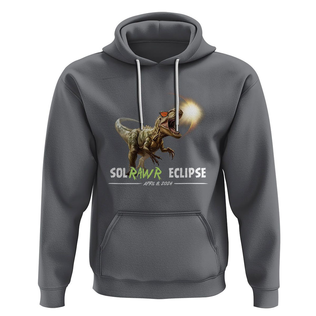 Total Solar Eclipse Dinosaur Hoodie Solrawr Eclipse April 8 2024 TS02 Charcoal Printyourwear