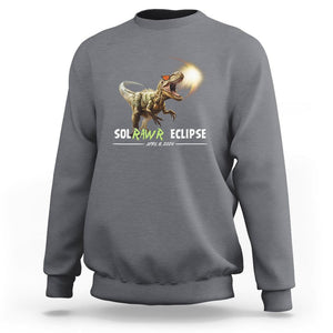 Total Solar Eclipse Dinosaur Sweatshirt Solrawr Eclipse April 8 2024 TS02 Charcoal Printyourwear