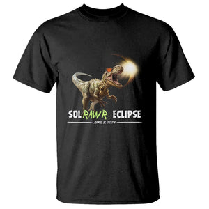 Total Solar Eclipse Dinosaur T Shirt Solrawr Eclipse April 8 2024 TS02 Black Printyourwear