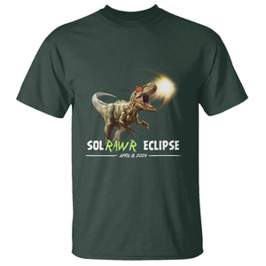 Total Solar Eclipse Dinosaur T Shirt Solrawr Eclipse April 8 2024 TS02 Dark Forest Green Printyourwear