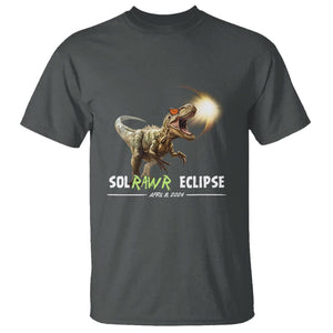 Total Solar Eclipse Dinosaur T Shirt Solrawr Eclipse April 8 2024 TS02 Dark Heather Printyourwear