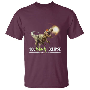 Total Solar Eclipse Dinosaur T Shirt Solrawr Eclipse April 8 2024 TS02 Maroon Printyourwear