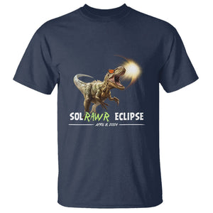 Total Solar Eclipse Dinosaur T Shirt Solrawr Eclipse April 8 2024 TS02 Navy Printyourwear