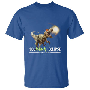 Total Solar Eclipse Dinosaur T Shirt Solrawr Eclipse April 8 2024 TS02 Royal Blue Printyourwear