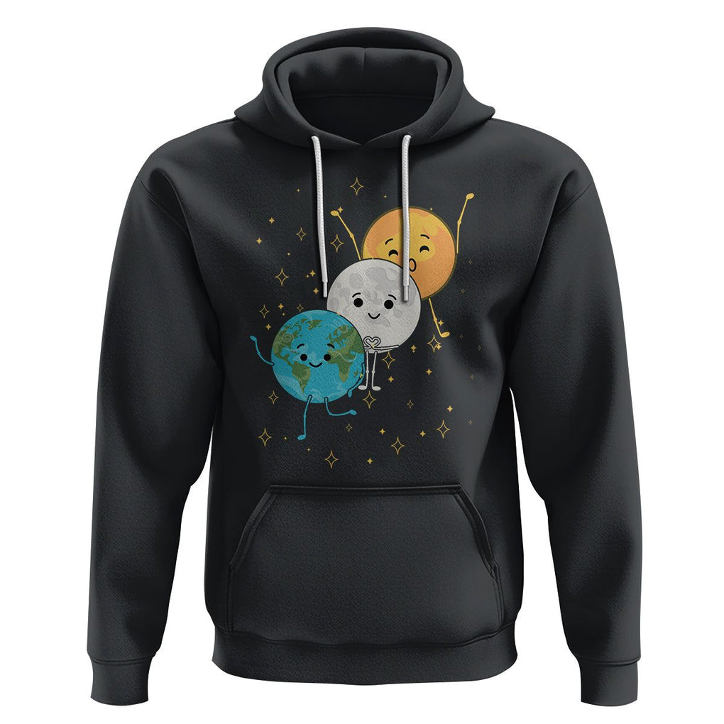 Funny Total Solar Eclipse Hoodie Cute Earth Moon Sun American Totality April 8 2024 TS02 Black Printyourwear