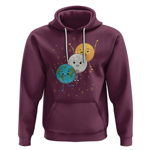 Funny Total Solar Eclipse Hoodie Cute Earth Moon Sun American Totality April 8 2024 TS02 Maroon Printyourwear