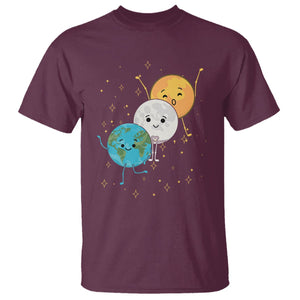 Funny Total Solar Eclipse T Shirt Cute Earth Moon Sun American Totality April 8 2024 TS02 Maroon Printyourwear