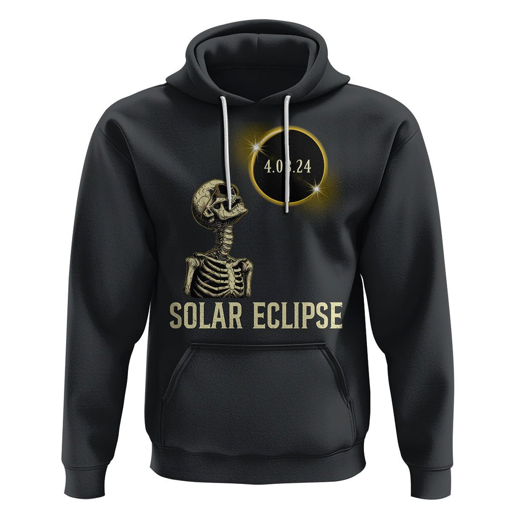 Total Solar Eclipse Skeleton Hoodie Funny Watching American Totality April 8 2024 Matching TS02 Black Printyourwear