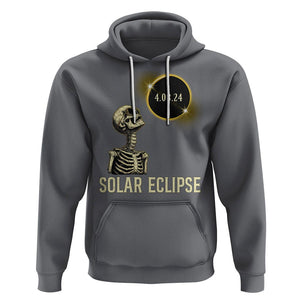 Total Solar Eclipse Skeleton Hoodie Funny Watching American Totality April 8 2024 Matching TS02 Charcoal Printyourwear