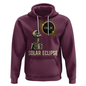 Total Solar Eclipse Skeleton Hoodie Funny Watching American Totality April 8 2024 Matching TS02 Maroon Printyourwear