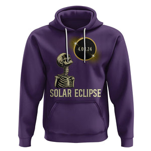 Total Solar Eclipse Skeleton Hoodie Funny Watching American Totality April 8 2024 Matching TS02 Purple Printyourwear