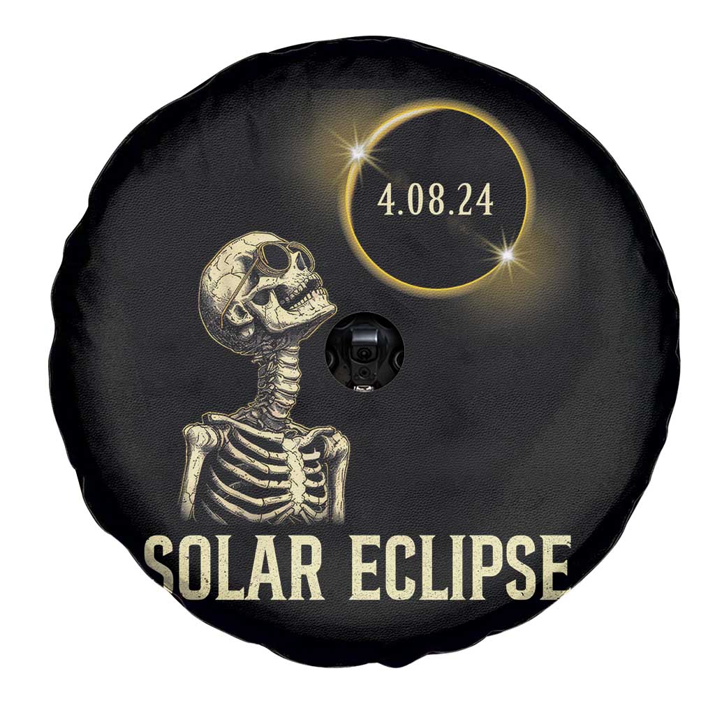Total Solar Eclipse Skeleton Spare Tire Cover Funny Watching American Totality April 8 2024 Matching TS02 Print Your Wear