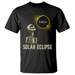 Total Solar Eclipse Skeleton T Shirt Funny Watching American Totality April 8 2024 Matching TS02 Black Printyourwear