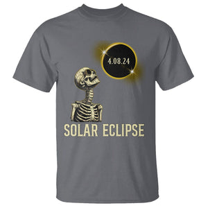 Total Solar Eclipse Skeleton T Shirt Funny Watching American Totality April 8 2024 Matching TS02 Charcoal Printyourwear