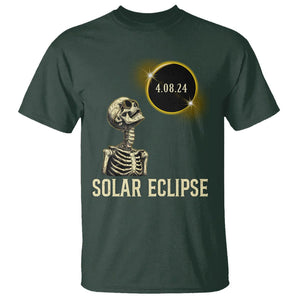 Total Solar Eclipse Skeleton T Shirt Funny Watching American Totality April 8 2024 Matching TS02 Dark Forest Green Printyourwear