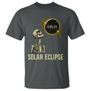 Total Solar Eclipse Skeleton T Shirt Funny Watching American Totality April 8 2024 Matching TS02 Dark Heather Printyourwear