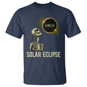 Total Solar Eclipse Skeleton T Shirt Funny Watching American Totality April 8 2024 Matching TS02 Navy Printyourwear