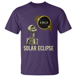 Total Solar Eclipse Skeleton T Shirt Funny Watching American Totality April 8 2024 Matching TS02 Purple Printyourwear