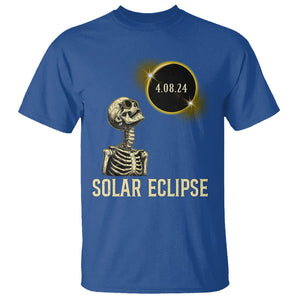 Total Solar Eclipse Skeleton T Shirt Funny Watching American Totality April 8 2024 Matching TS02 Royal Blue Printyourwear