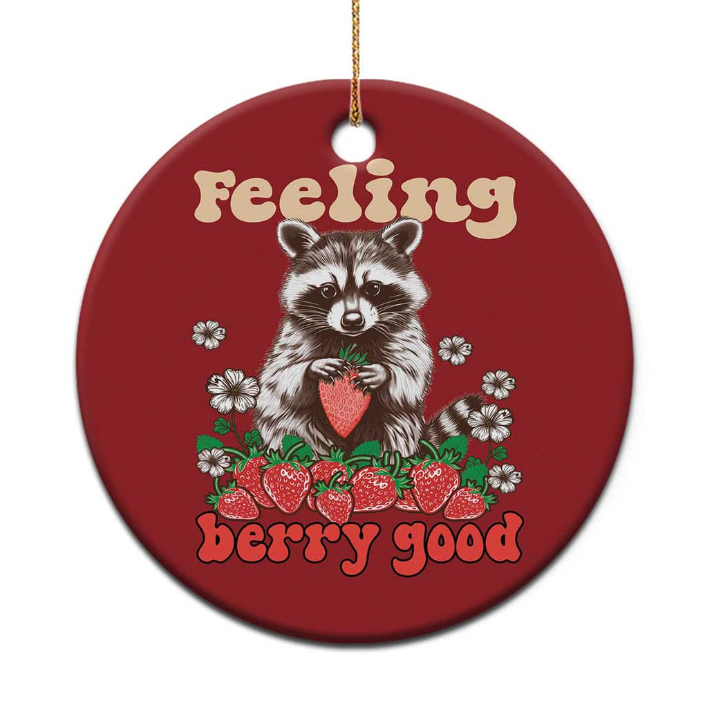 Funny Raccoon Christmas Ornament Feeling Berry Good Eating Strawberries TS02 Print Your Wear