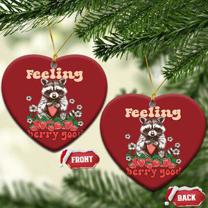 Funny Raccoon Christmas Ornament Feeling Berry Good Eating Strawberries TS02 Heart Red Print Your Wear