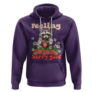 Funny Raccoon Hoodie Feeling Berry Good Eating Strawberries TS02 Purple Printyourwear