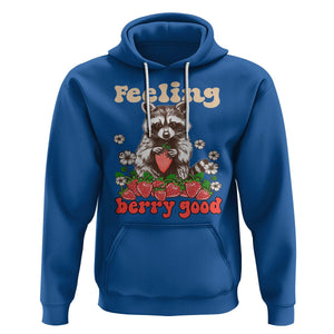 Funny Raccoon Hoodie Feeling Berry Good Eating Strawberries TS02 Royal Blue Printyourwear