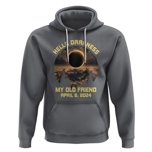 Total Solar Eclipse Hoodie Hello Darkness My Old Friend April 8 2024 American Totality TS02 Charcoal Printyourwear