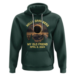 Total Solar Eclipse Hoodie Hello Darkness My Old Friend April 8 2024 American Totality TS02 Dark Forest Green Printyourwear