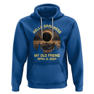 Total Solar Eclipse Hoodie Hello Darkness My Old Friend April 8 2024 American Totality TS02 Royal Blue Printyourwear