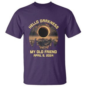 Total Solar Eclipse T Shirt Hello Darkness My Old Friend April 8 2024 American Totality TS02 Purple Printyourwear