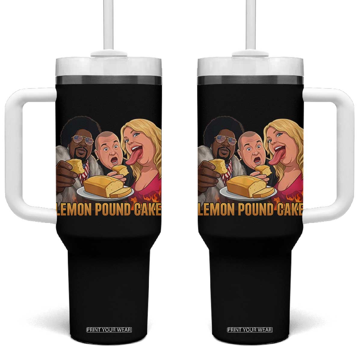 Funny Lemon Pound Cake Meme Tumbler With Handle Retro Edgy Music Humor Gift for Party Lovers TS02 One Size: 40 oz Black Print Your Wear