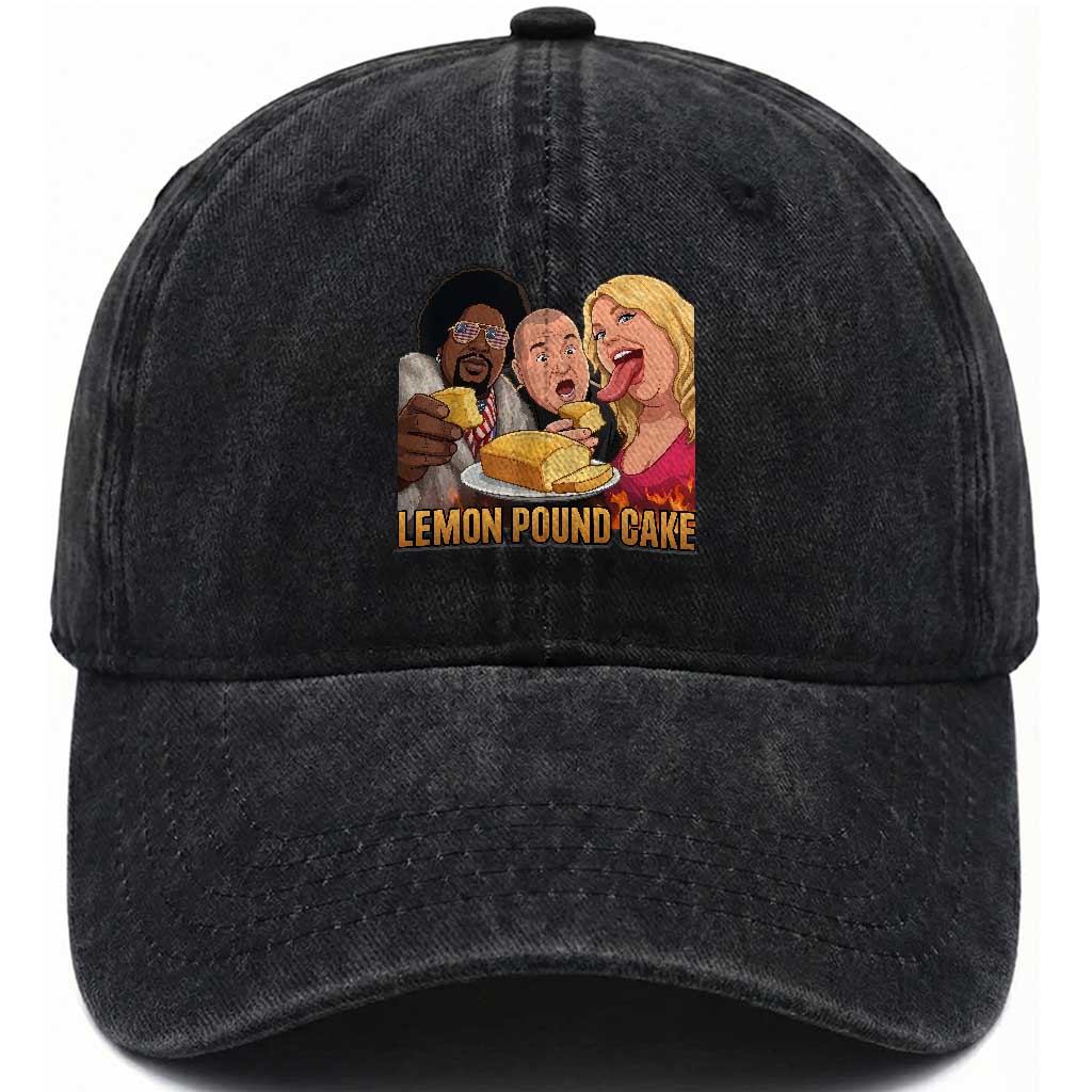 Funny Lemon Pound Cake Meme Washed Cotton Baseball Cap Retro Edgy Music Humor Gift for Party Lovers TS02 Print Your Wear