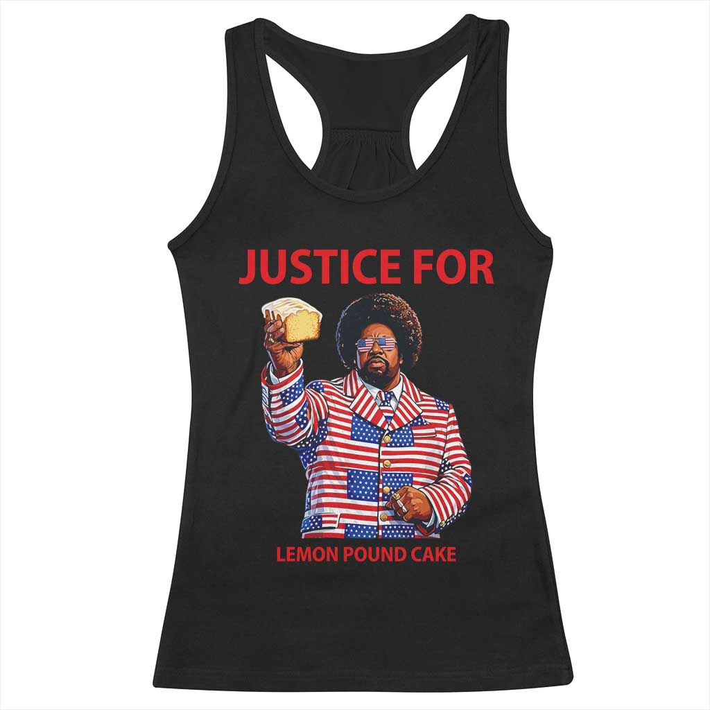 Justice for Lemon Pound Cake Racerback Tank Top - Funny Viral Edgy Meme Courtroom Parody Rap Fans TS02 Black Print Your Wear